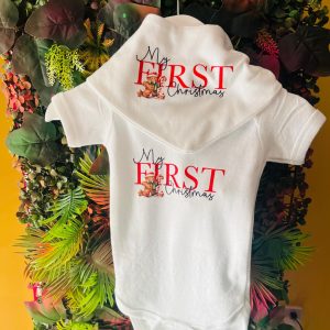 My First Christmas Baby Vest – Cute Teddy Design | Personalised Baby Christmas Outfit | First Christmas Bodysuit | Little Big Gift Co
